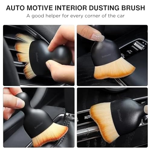 Solitude 2 Pcs Multifunctional Auto Car Interior Dust Cleaning Combo Soft Bristles AC Vent Detailing Brush Dusting Tool for Cleaning Car Dashboard Air Conditioner Vents, Leather, Scratch Free - Image 2