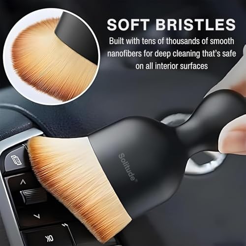 Solitude 2 Pcs Multifunctional Auto Car Interior Dust Cleaning Combo Soft Bristles AC Vent Detailing Brush Dusting Tool for Cleaning Car Dashboard Air Conditioner Vents, Leather, Scratch Free - Image 5