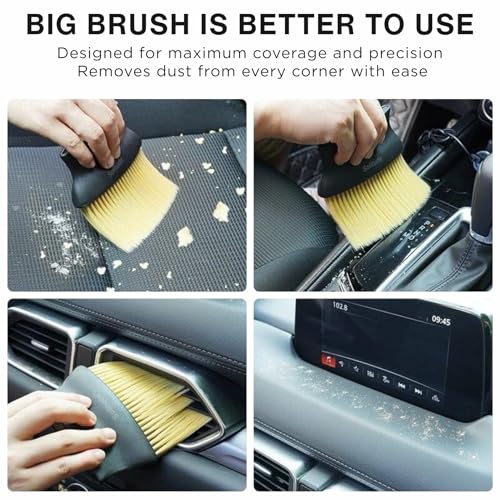 Solitude 2 Pcs Multifunctional Auto Car Interior Dust Cleaning Combo Soft Bristles AC Vent Detailing Brush Dusting Tool for Cleaning Car Dashboard Air Conditioner Vents, Leather, Scratch Free - Image 3