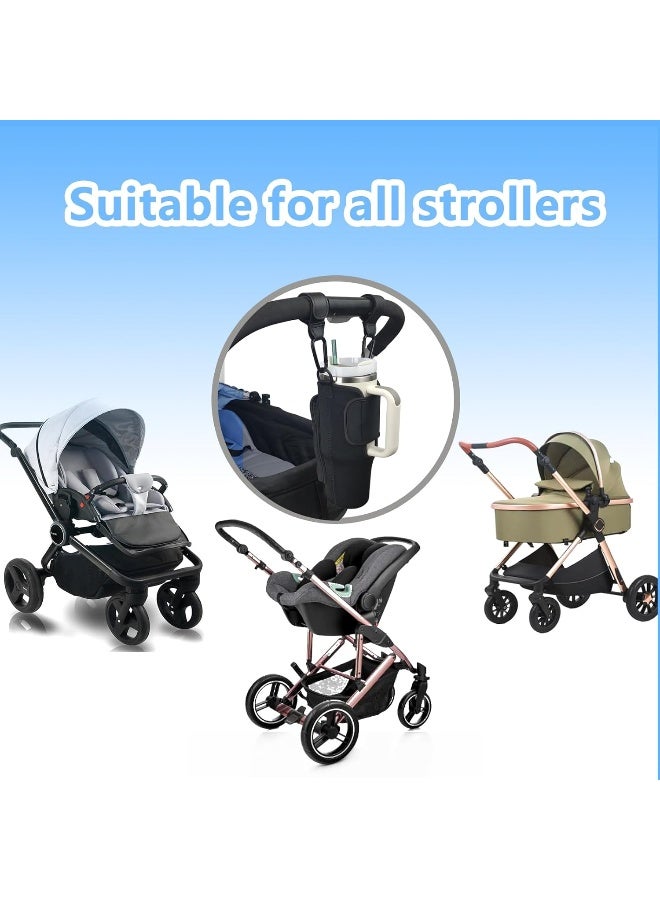 UXIETIN Stroller Cup Holder Compatible with Stanley, Stroller Cup Holder with Adjustable Strap and Pouch Taking Everywhere, Accessories for 30/40oz Stanley Cup - Image 4