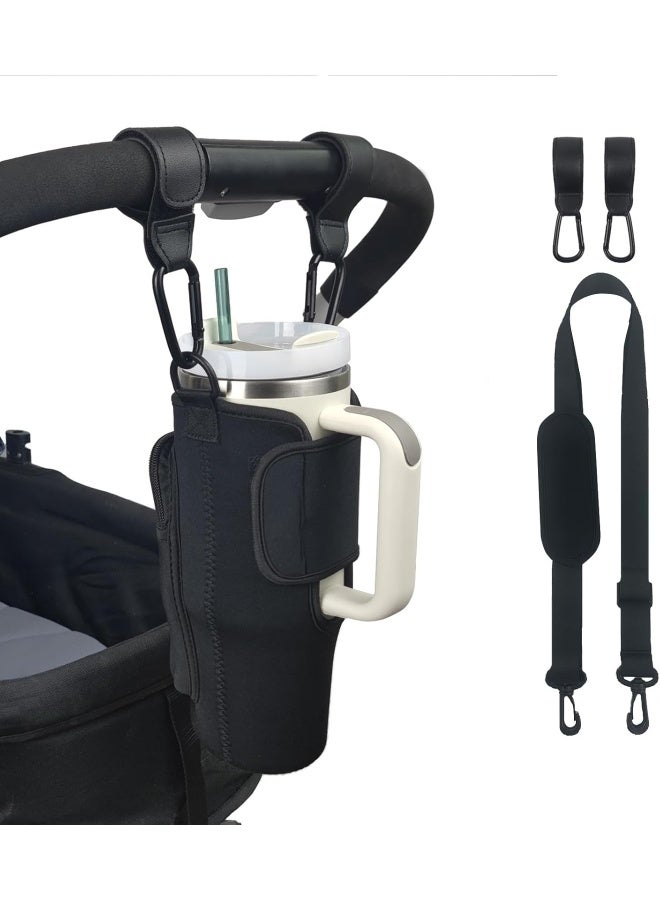 UXIETIN Stroller Cup Holder Compatible with Stanley, Stroller Cup Holder with Adjustable Strap and Pouch Taking Everywhere, Accessories for 30/40oz Stanley Cup - Image 1