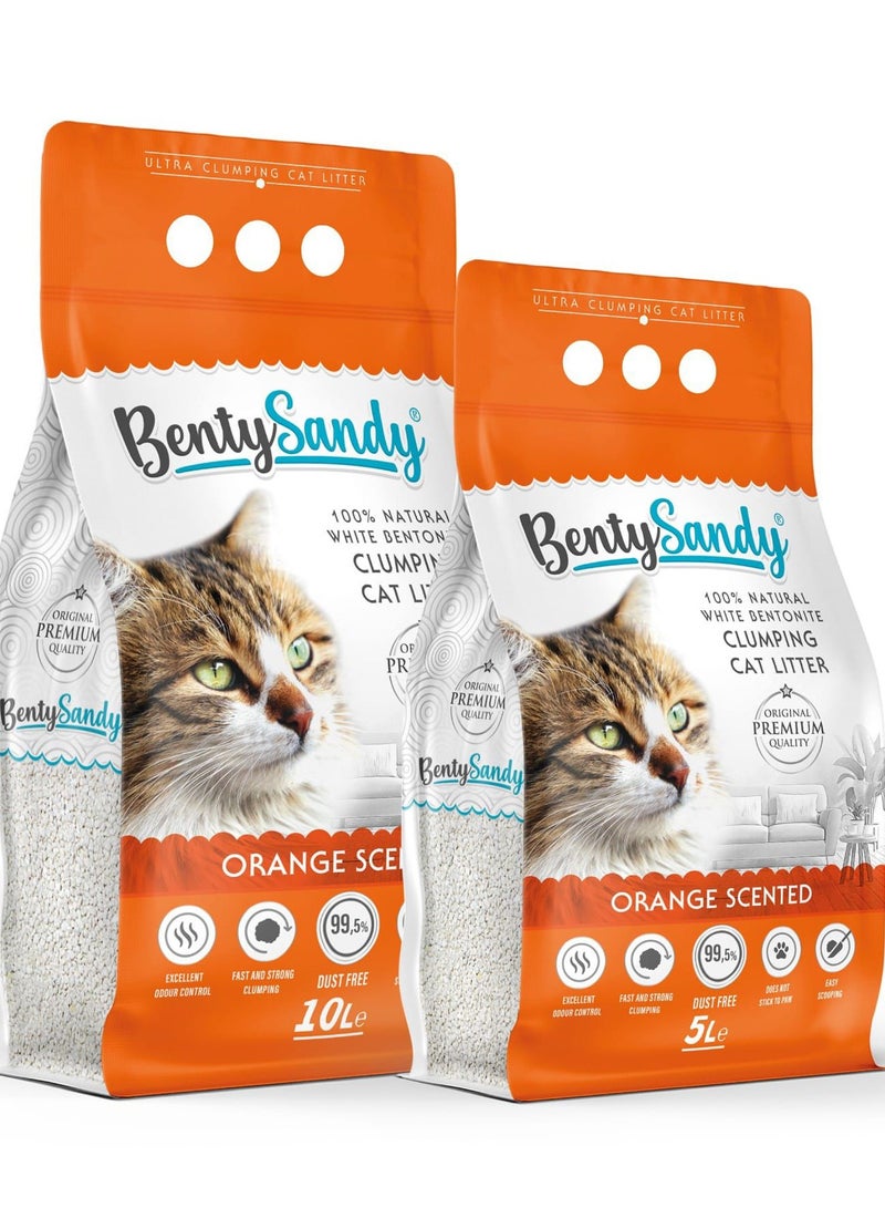 رمل قطط بينتي ساندي فاست كلومبنج وايت بينتونيت - البرتقال 10 لتر