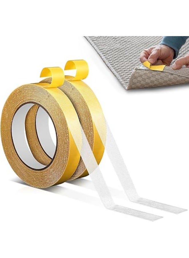 erorex Carpet Tape Double Sided, 0.6inch x 22Yards Carpet Adhesive Tape, 2 Pcs Double Sided Fabric Tape Heavy Duty for Area Rugs, Hardwood Floors, Vinyl, Tiles and Concrete (Yellow) - Image 1