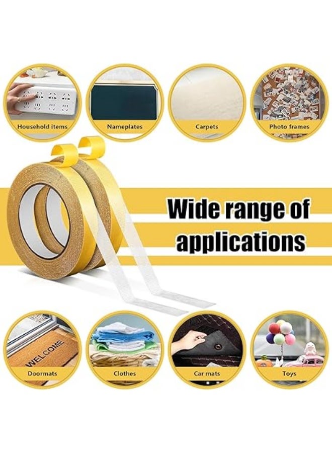 erorex Carpet Tape Double Sided, 0.6inch x 22Yards Carpet Adhesive Tape, 2 Pcs Double Sided Fabric Tape Heavy Duty for Area Rugs, Hardwood Floors, Vinyl, Tiles and Concrete (Yellow) - Image 4