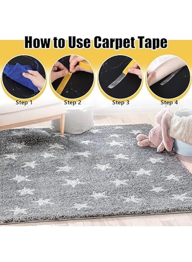 erorex Carpet Tape Double Sided, 0.6inch x 22Yards Carpet Adhesive Tape, 2 Pcs Double Sided Fabric Tape Heavy Duty for Area Rugs, Hardwood Floors, Vinyl, Tiles and Concrete (Yellow) - Image 5