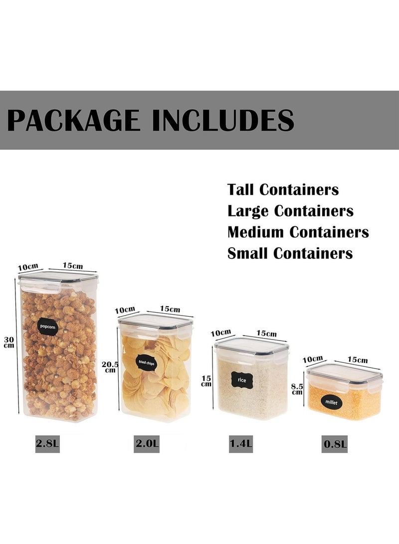 Noon East 4 Pieces Airtight Cereal Storage Containers With Pouring Spout – Bpa-Free, 4-Sided Locking Lids (2.8L + 2L + 1.4L + 0.8L) Clear - Image 2