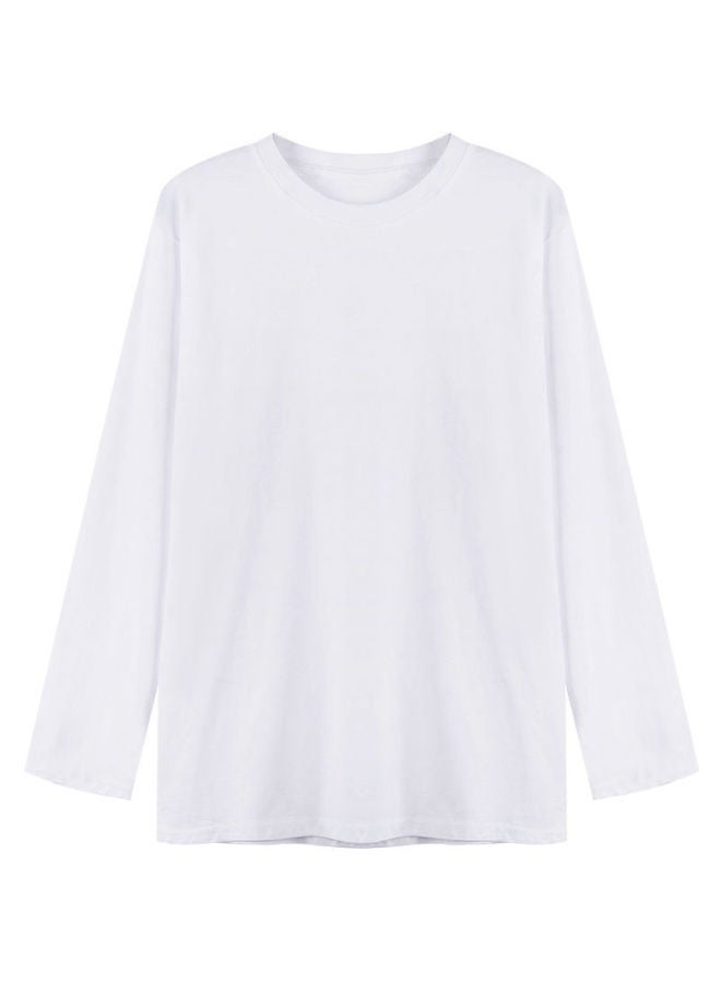 Private Brand 200g Combed Cotton Long Sleeve T-shirt Women's Loose Fit White Base Layer Autumn Wear Inner Top Pure White T-shirt Dropshipping - Image 5