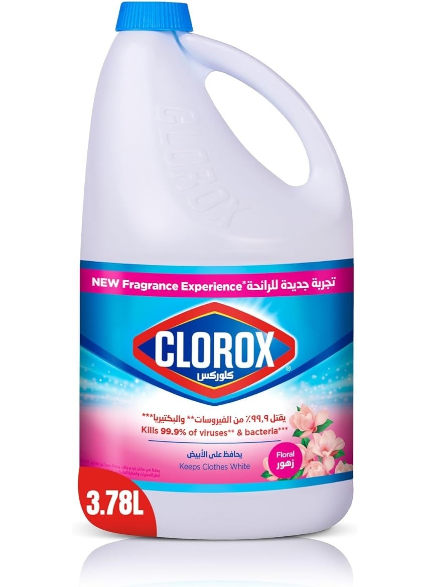 Clorox Liquid Bleach 3.78L, Kills 99.9% of Viruses and Bacteria, Cleans and Disinfects