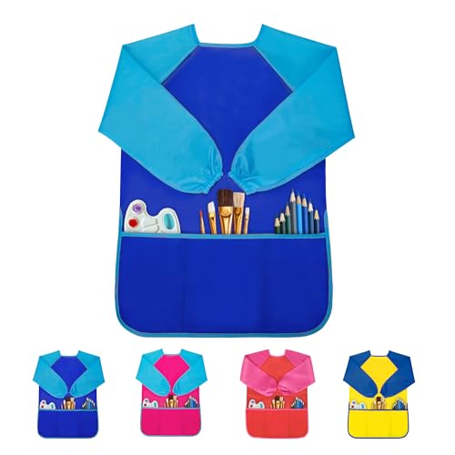 Milifox Kids Art Smock Toddler Painting SmockWaterproof Long Sleeve Kids Art Apron with 3 Pockets for Children - Image 1