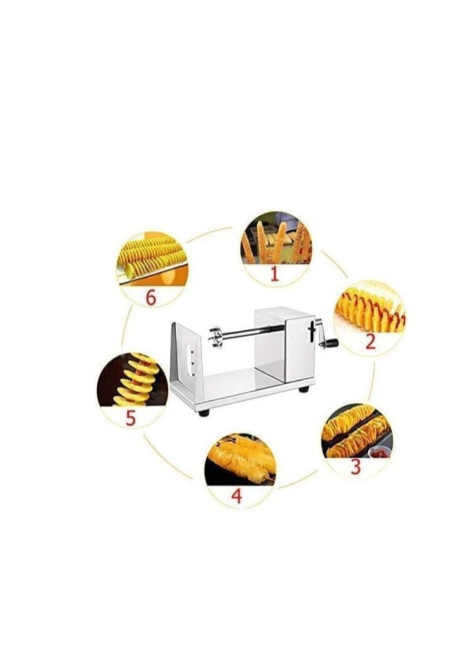 JAJEEK NEW Stainless Steel Manual Spiral Potato Chips Slicer – Tornado Potato Chips Cutter with Vegetable Slicer for Kitchen, Lightweight, Versatile Design for Perfect Spiral Cuts - Image 2