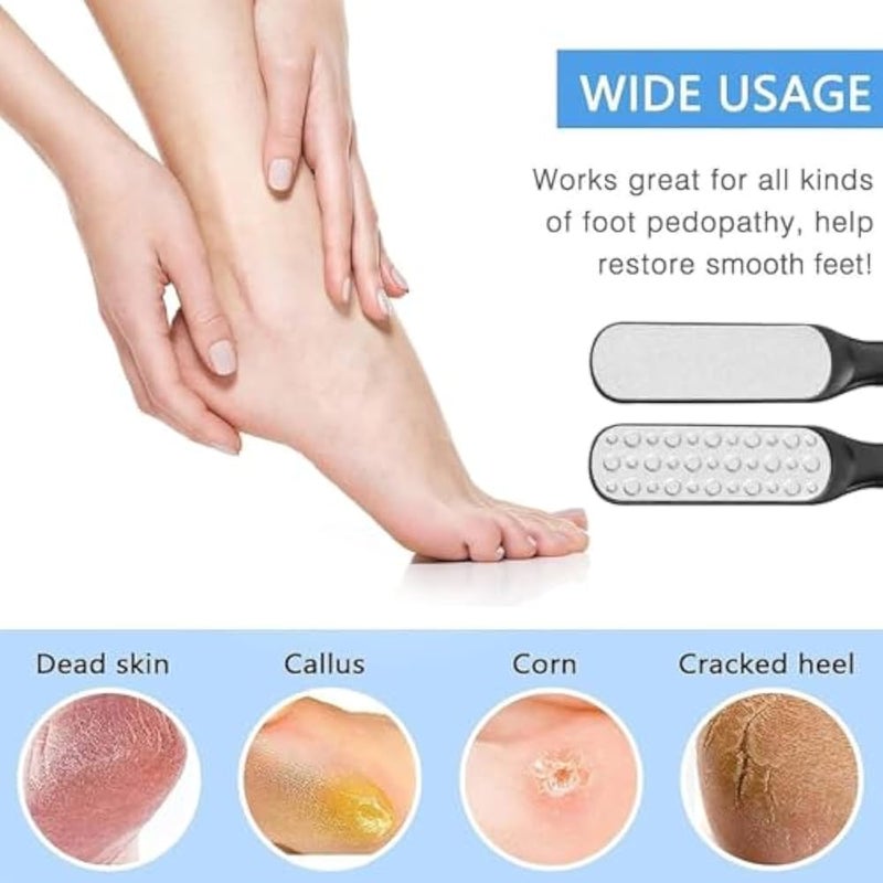 Foot File - Double Sided, Pedicure Foot Scrubber, Scraper Callus Remover, Foot Rasp For Cracked Heel & Foot Corn Removal, Dead Skin Exfoliator For Feet, (Black) - Image 2
