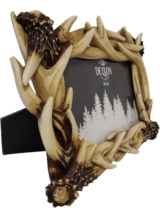 LL Home De Leon Collections Polyresin Intertwined Deer Buck Stag Antler Rustic Forest 6x4 Standing Landscape Photo Picture Frame - Image 3