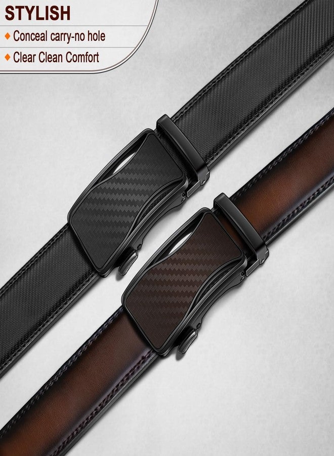 KEMISANT Mens Ratchet Belt 2 Units,Sliding Belt For Gift Mens Dress Casual 1 3/8",Size Adjustable(Black/Deep Brown,34"-40" Waist Adjustable) - Image 2