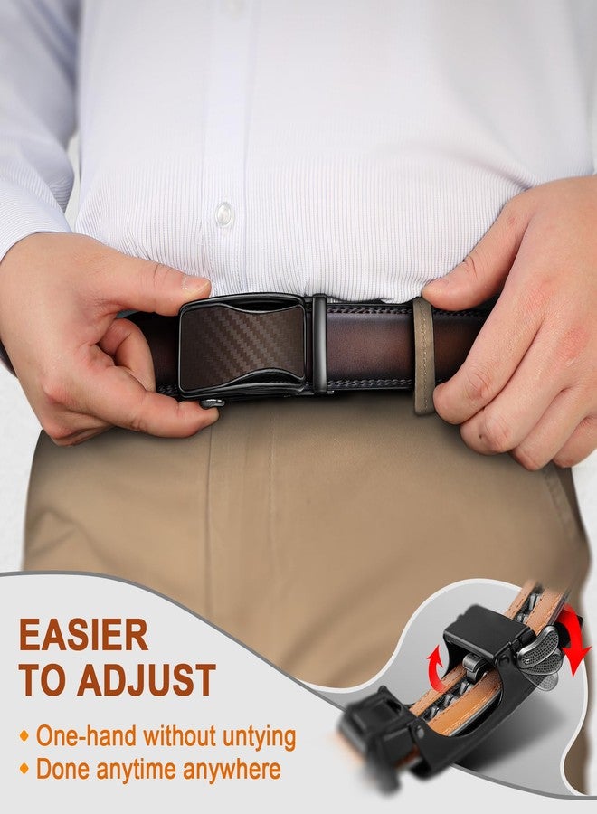 KEMISANT Mens Ratchet Belt 2 Units,Sliding Belt For Gift Mens Dress Casual 1 3/8",Size Adjustable(Black/Deep Brown,34"-40" Waist Adjustable) - Image 5
