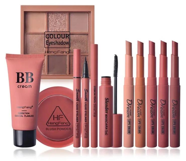 Hengfang Professional Makeup Gift Kits, 11pcs All-In-One Complete Makeup Gift Box, Eyeshadow Eyebrow Blusher BB Cream Lipstick, Festival Cosmetics Gift Set - Image 1