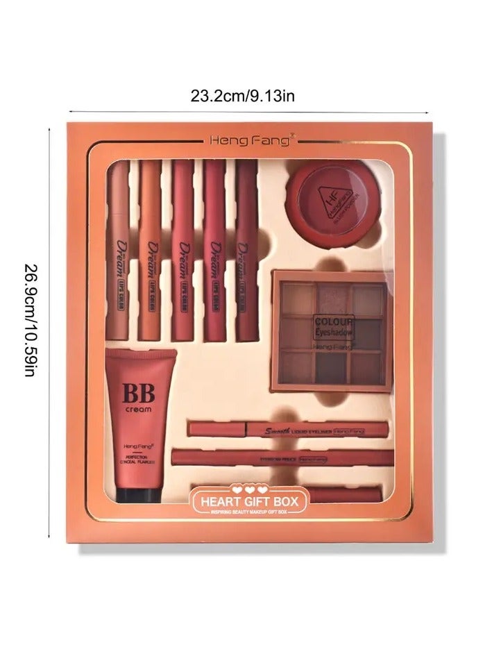 Hengfang Professional Makeup Gift Kits, 11pcs All-In-One Complete Makeup Gift Box, Eyeshadow Eyebrow Blusher BB Cream Lipstick, Festival Cosmetics Gift Set - Image 2