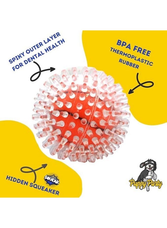 كرات الكلاب المدببة ذات الصرير مقاس 3.5 بوصة عبوة من قطعة واحدة - لعبة مطاطية متينة غير سامة للتسنين والمضغ العدواني، كرة مدببة ذات طبقتين | رائعة للكلاب المتوسطة إلى الكبيرة - Image 3