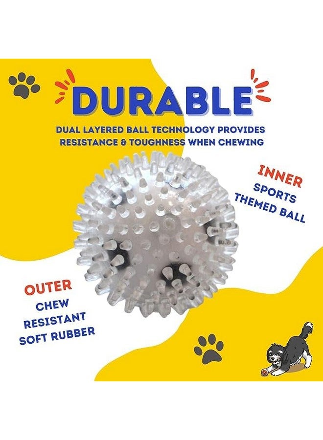 كرات الكلاب المدببة ذات الصرير مقاس 3.5 بوصة عبوة من قطعة واحدة - لعبة مطاطية متينة غير سامة للتسنين والمضغ العدواني، كرة مدببة ذات طبقتين | رائعة للكلاب المتوسطة إلى الكبيرة - Image 2