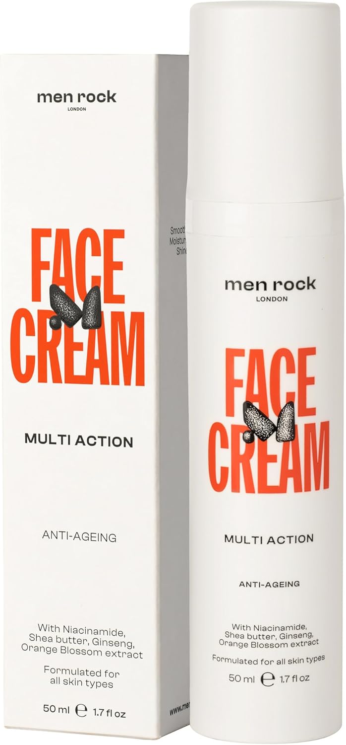 Men Rock Niacinamide Face Moisturiser for Men Targets Fine Lines Wrinkles Deeply Moisturises for Healthy Radiant Skin Enriched with Shea Butter 50 ml