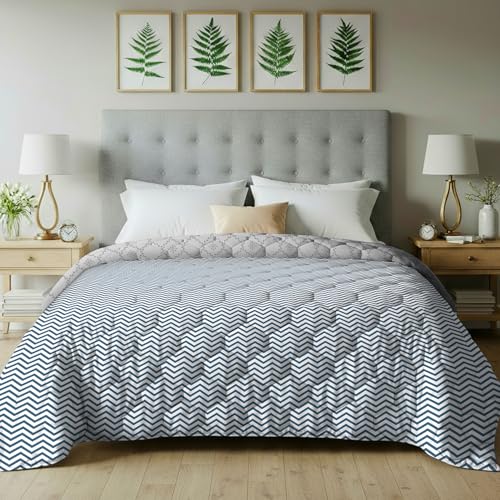 Urban Space AC Blanket for Single Bed, 120 GSM Microfiber 3 Layered Quilted Dohar, Soft Lightweight Reversible Printed AC Blanket Single Bed for All Season (California - 145 x 225cm, Blanket Single) - Image 1