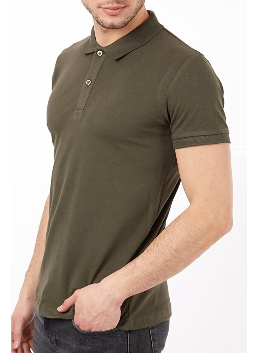 Belifanti Collection تي شيرت بولو رقبة للرجال كاكي  - Image 2