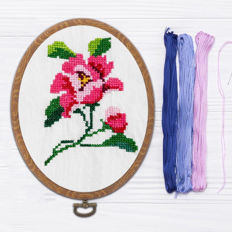 ABOOFAN 4pcs DIY Reusable Embroidery Hoops Set with Oval,, Rectangle Octagon Frames for Cross Stitch Craft Sewing, Daily Use Needlework Circles for Women - Image 5