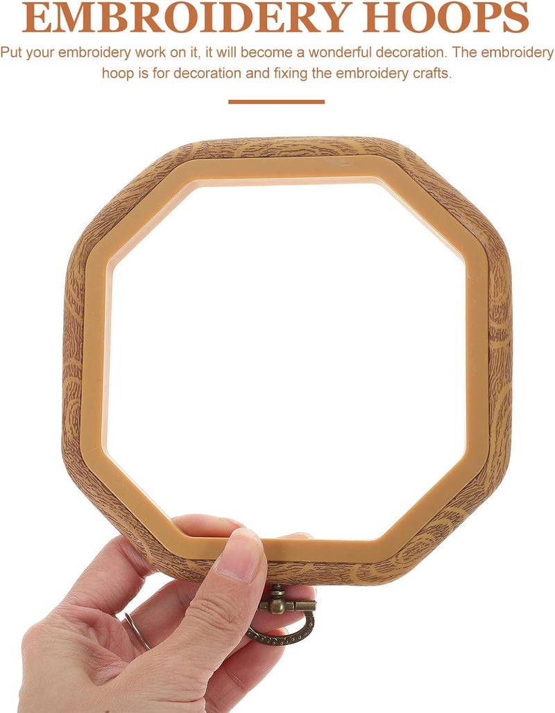 ABOOFAN 4pcs DIY Reusable Embroidery Hoops Set with Oval,, Rectangle Octagon Frames for Cross Stitch Craft Sewing, Daily Use Needlework Circles for Women - Image 4
