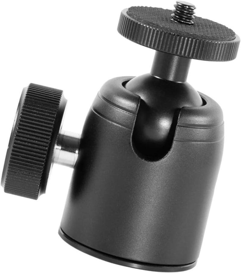 1/4 3/8 Screw Tripod Mount Ball Head Adapter, Metal 360° Rotating Camera Head Mount for DSLR and Projector Tripods, Black Miniature Camera Support for Photography and Video - Image 1
