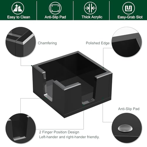 BOSSCASA Acrylic Sticky Note Holder, Self-Stick Note Pad Holder W/O Pads - Note Dispenser Memo Pad Holder Desk Organizer for School Office Home (3''x3'' Black) - Image 3