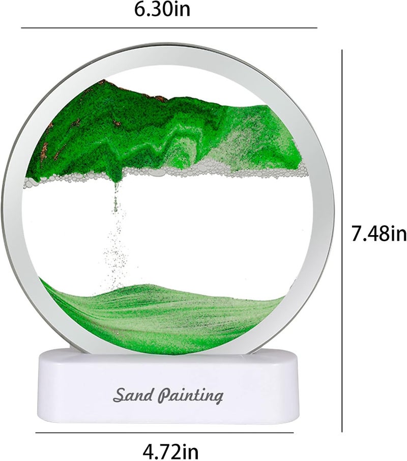 comfrt 3D Moving Sand Art Picture, 360° Rotating Hourglass Decoration, Deep Sea Sandscape in Motion Display Round Glass Flowing Sand Frame, Kid's Desktop Sand Art Toys, Home Office Decor - Image 3