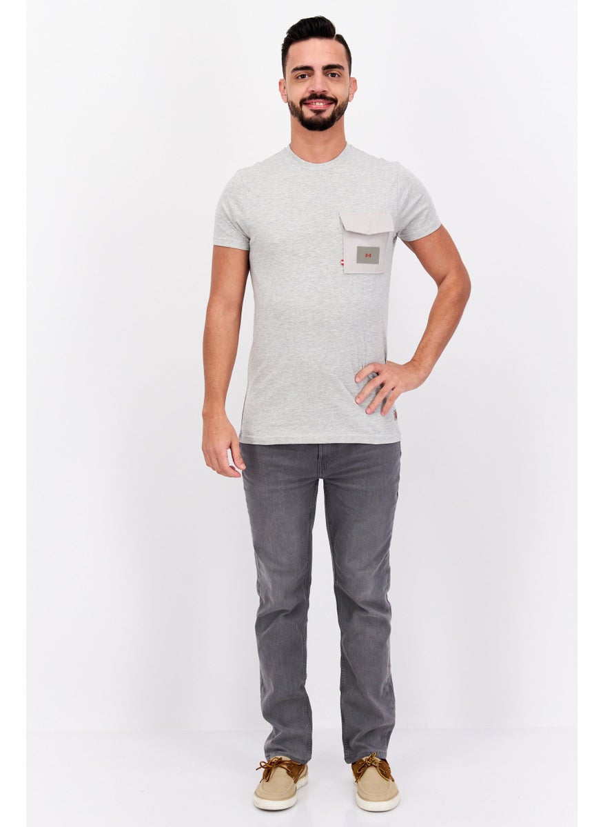 Canadian Peak Men Crew Neck Short Sleeves Solid T-Shirt, Grey  - Image 4