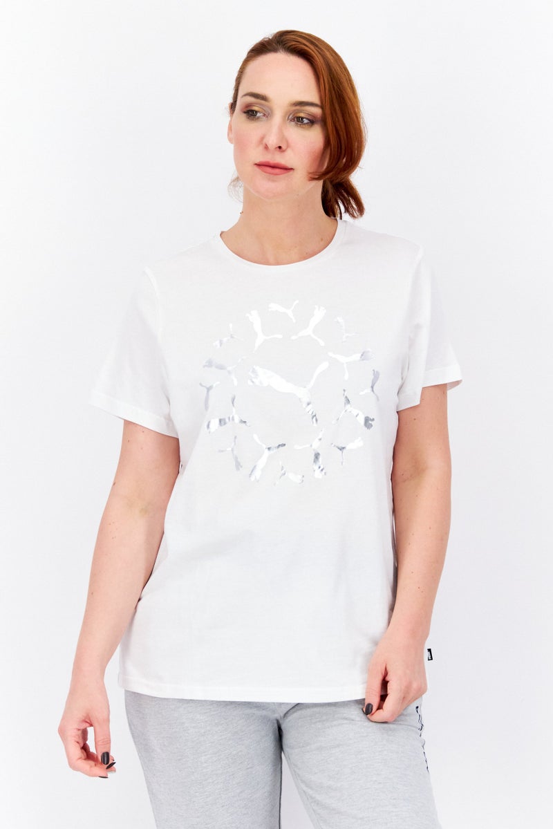 PUMA Women Sportswear Fit Short Sleeves Training Top, White  - Image 1