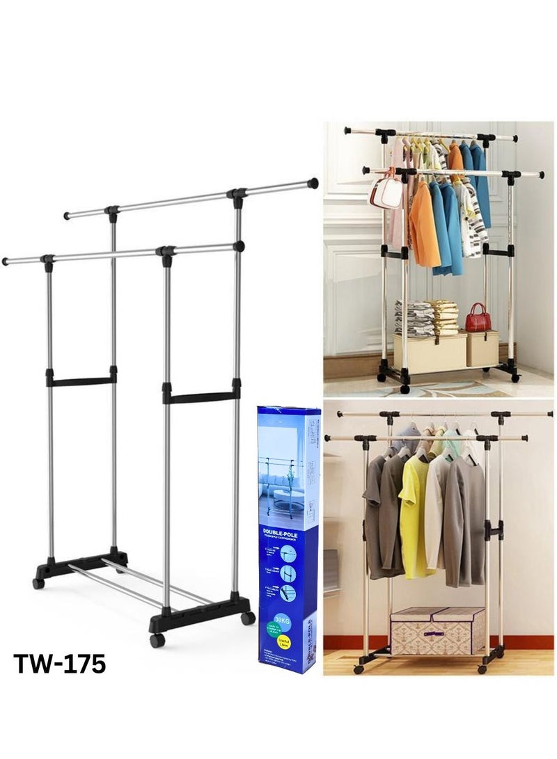 ARTC ARTC Portable Stainless Steel Adjustable And Movable Double And Single Pole Clothes Rack Hanger For Indoor and Outdoor - Image 1