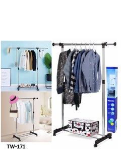 ARTC ARTC Portable Stainless Steel Adjustable And Movable Double And Single Pole Clothes Rack Hanger For Indoor and Outdoor  - Image 2