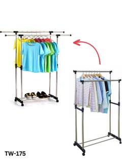 ARTC ARTC Portable Stainless Steel Adjustable And Movable Double And Single Pole Clothes Rack Hanger For Indoor and Outdoor  - Image 3