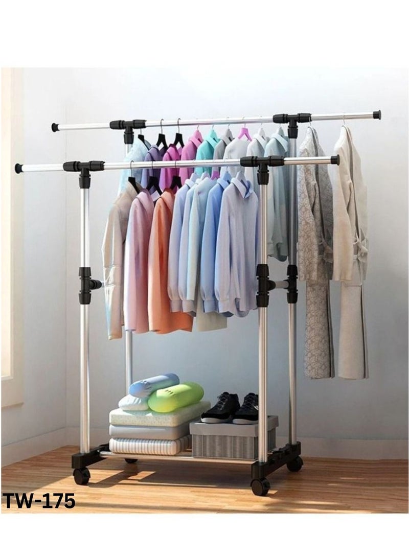 ARTC ARTC Portable Stainless Steel Adjustable And Movable Double And Single Pole Clothes Rack Hanger For Indoor and Outdoor - Image 5