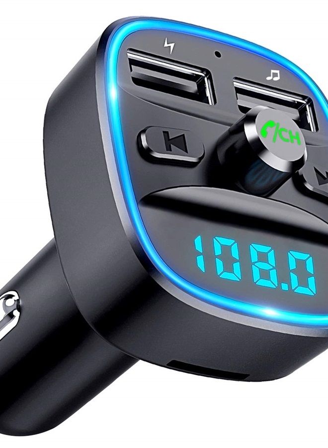 Comsoon [Upgraded] COMSOON Bluetooth FM Transmitter for Car, Bluetooth Car Adapter MP3 Player FM Transmitter, Hands-Free Calling, Dual USB Ports (5V/2.4A & 1A), LED Screen, Support SD/TF Card USB Flash Drive - Image 1