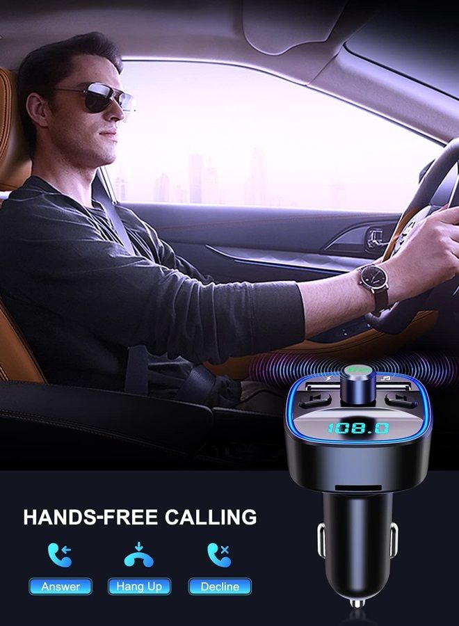 Comsoon [Upgraded] COMSOON Bluetooth FM Transmitter for Car, Bluetooth Car Adapter MP3 Player FM Transmitter, Hands-Free Calling, Dual USB Ports (5V/2.4A & 1A), LED Screen, Support SD/TF Card USB Flash Drive - Image 2