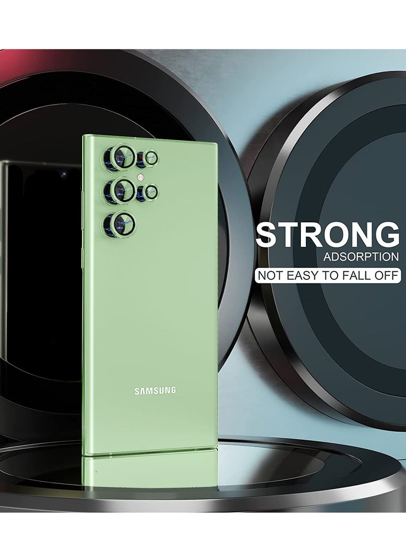 Wtech Samsung Galaxy S25 Ultra 2025 Premium Alloy Ring Camera Lens Tempered Glass Protector Shield - Light Green - Image 3