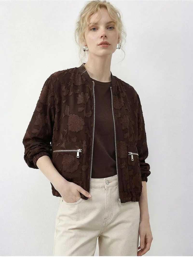 بيانكو لوتشي LUCCI Floral Oversized Bomber Jacket