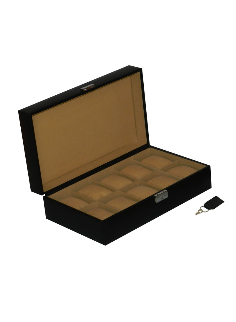 LAVERI LEATHER Laveri Watch Box for Men Women (10 Slots), Premium  Leather Watch Case  Organizer with Lock, Removable Pillow - Image 4