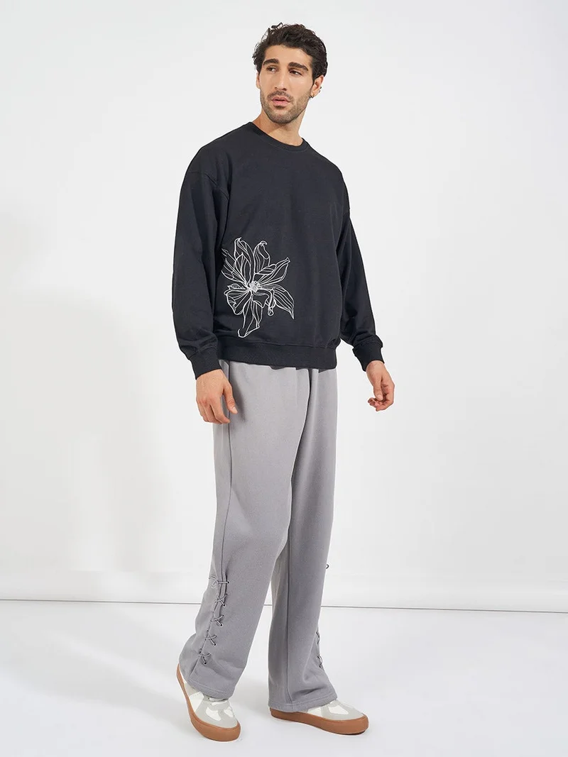 ستايلي سويت شيرت بوكسي بطبعة زهور