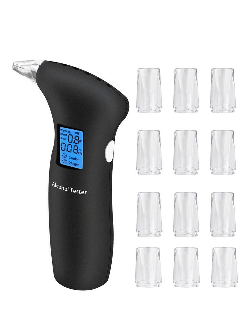 Furtey Professional Breathalysers Blowing Alcohol Tester with 12 Mouthpieces  Digital Display High Accuracy Detector  - Image 1