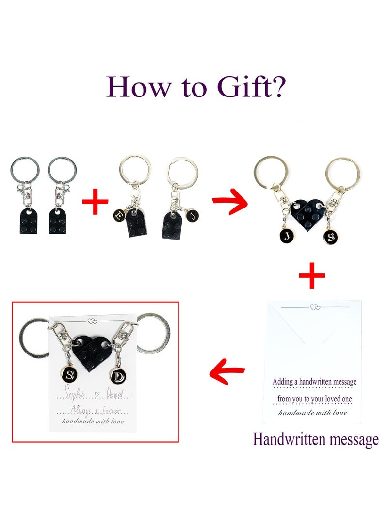 Personalized Brick Matching Couple Heart Keychain, Boyfriend Girlfriend Valentines Him Couple Gifts Full A-Z, Includes Gift Box - Image 4