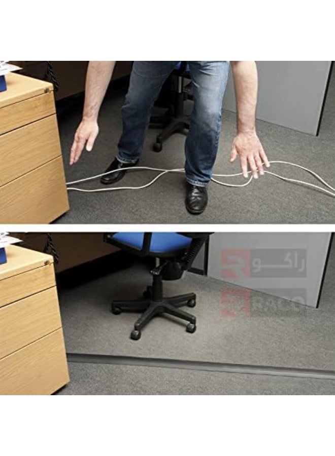 RACO Electrical PVC Floor Trunking 1-Meter Grey with Sticker, Half Round Cable Hiders, Decorative Cable Tidy Decorative Self-Adhesive Cable Cover-Grey - Image 5