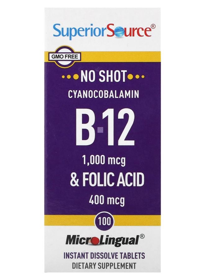 Superior Source Cyanocobalamin B-12 & Folic Acid 100 MicroLingual Instant Dissolve Tablets