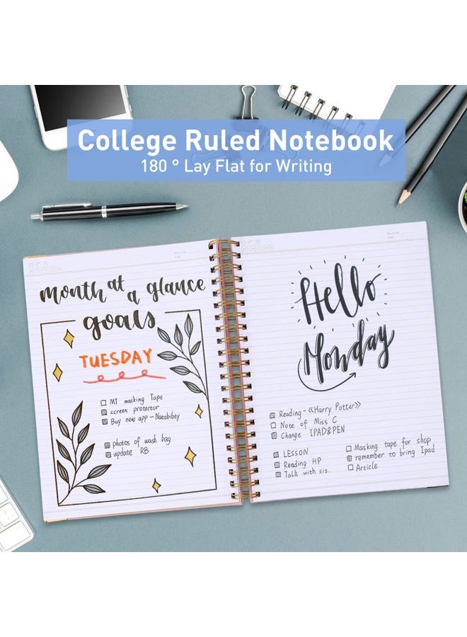 Amanple Spiral Notebook, College Ruled Notebook Journal, 8.5” x 11”, 300 Pages Leather Writing Journal for Women Men, A4 Hardcover Notebook for Work School, 24pcs Index Tabs, Teal - Image 4