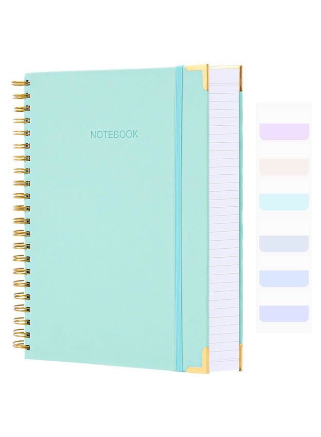 Amanple Spiral Notebook, College Ruled Notebook Journal, 8.5” x 11”, 300 Pages Leather Writing Journal for Women Men, A4 Hardcover Notebook for Work School, 24pcs Index Tabs, Teal - Image 1