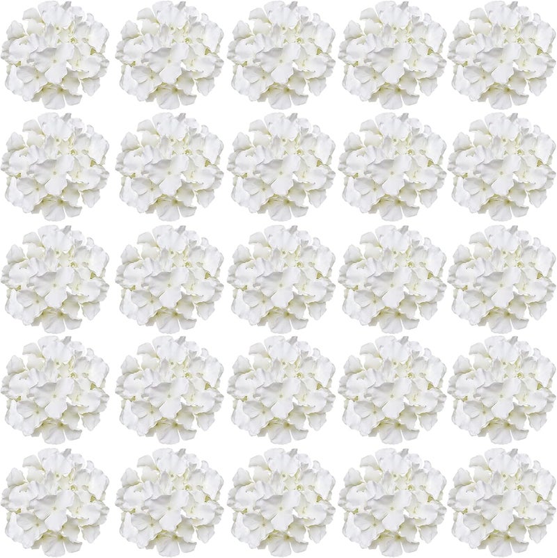 FagusHome 30 Pcs Silk Hydrangea Heads Artificial Flowers Heads and Stems Fake Hydrangea Flowers for Home Wedding Decor (Creamy White) - Image 1