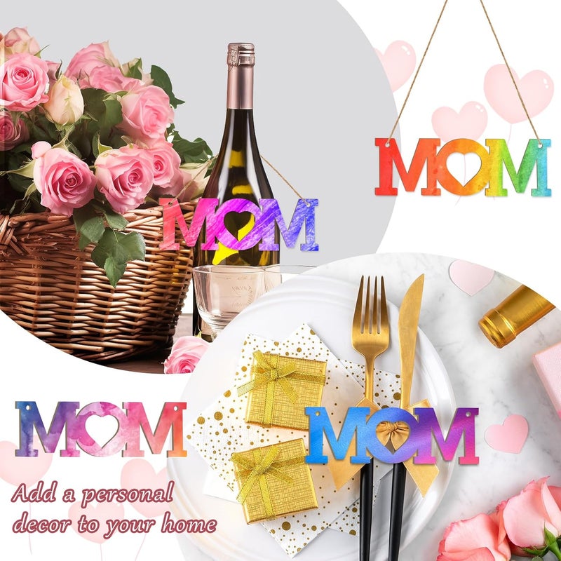 Tmflexe Mum 30Pcs Unfinished Wooden Mother's Day Gift Ornaments DIY Craft Mother Birthday Present-30Pack Paintable Blank Natural Mom Cutouts Hanging Wood Slices for Kids Art Crafts DIY Gift for Mom - Image 4